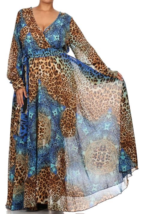 Animal Leopard Print Chiffon Maxi Dress