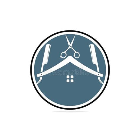 House Of Barber Blade Logo Design Icon Template Stock Illustration