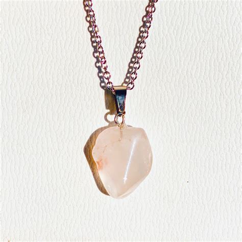 Rose Quartz Crystal Pendant Necklace Natural Polished Etsy Australia
