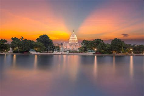Capitol Building Sunset Congress Of Usa Stock Photo Image Of District
