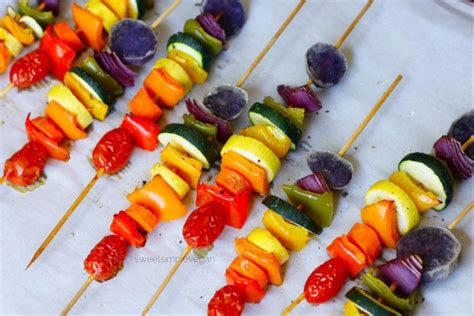 Rainbow Vegetable Skewers Easy Gluten Free Oil Free