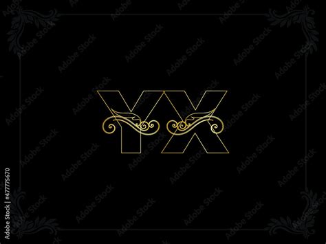 premium luxury yx letter logo initial yx y x luxury logo with golden color vector image design