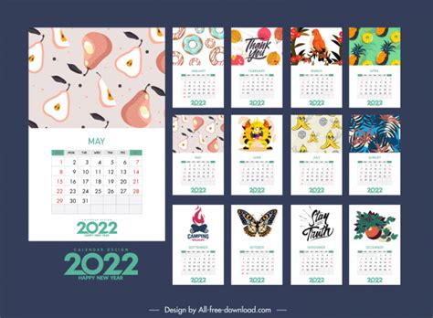 2022 Calendar Template In Colorful Design Vectors Newest