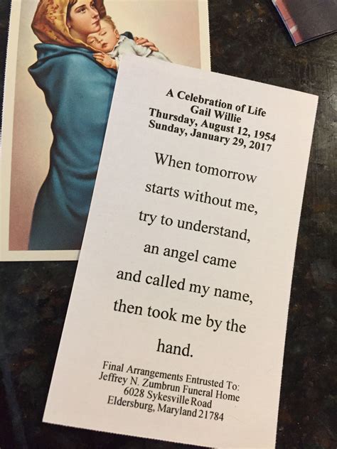 Saying For A Funeral Card Funeral Cards Celebration Of Life Funeral