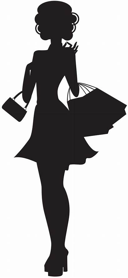 Silhouette Clip Woman Shopping Clipart Silhouettes Transparent