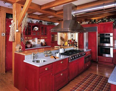33 Amazing Country Chic Kitchens Brimming With Character Red Kitchen