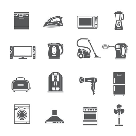 Black Household Appliances Icons Set 467322 Vector Art At Vecteezy