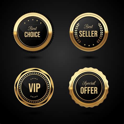 Premium Vector Luxury Golden Badge And Labels Set Design