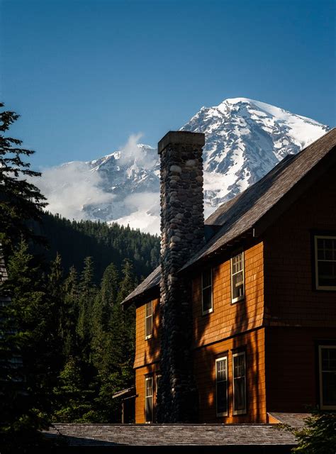 Mt Rainier National Park Inn At Longmire With The Mountain In Its
