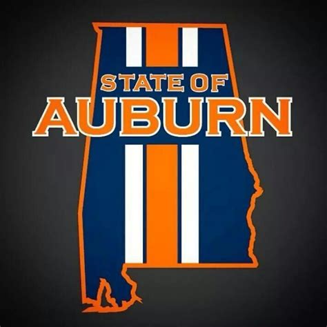 The State Of Auburn With An Orange White And Blue Stripe On Its Map