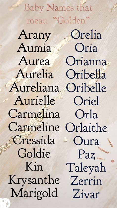Baby Names That Mean Golden Writing Inspiration Prompts Names
