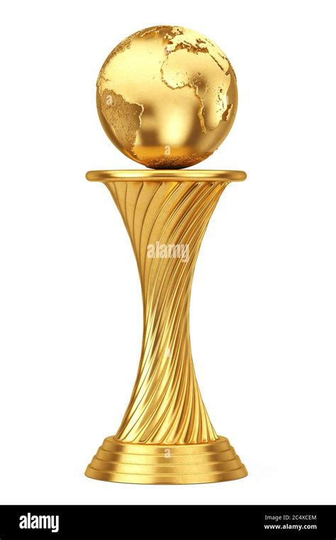 International Award Concept Golden Award Trophy Earth Globe On A White