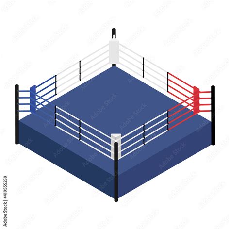 Empty Boxing Ring Isometric View Boxing Ring Ropes Platform For
