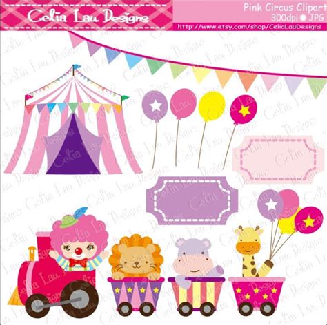 Baby Girl Circus Clipart Girls Circus Party Clip Art Pink Etsy