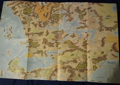 Forgotten Realms Poster Map Of Faerun From Campaign Setting Hc 2001 Dandd