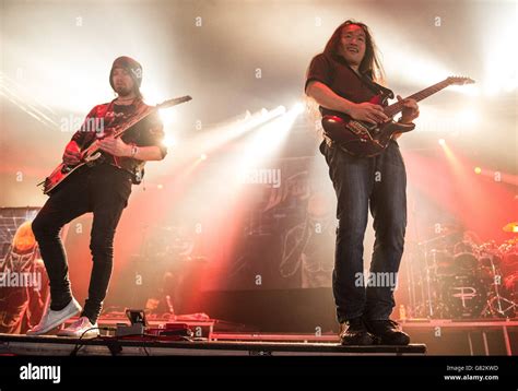 Herman Li And Frederic Leclercq Of Dragonforce Live On Stage On Day 1