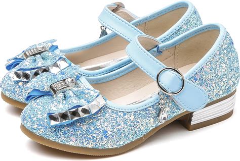 Blue 28 Walofou Kids Girl Princess Shoes Wedding 4t Blue Sequins Little