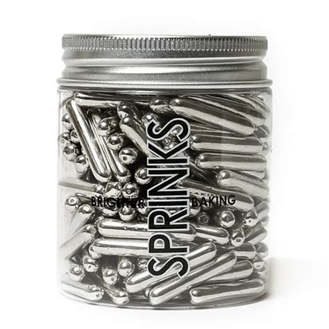 Metallic Sprinks Silver Rods Sprinkles 75g