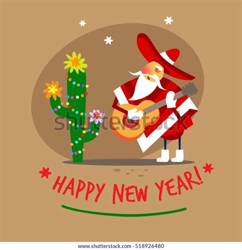 Santa Claus Happy New Year Mexican Vector Illustration