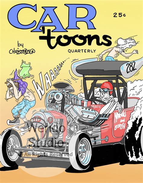 Cartoons Magazine Cover Automotive Artvintage Car Art Hot Etsy