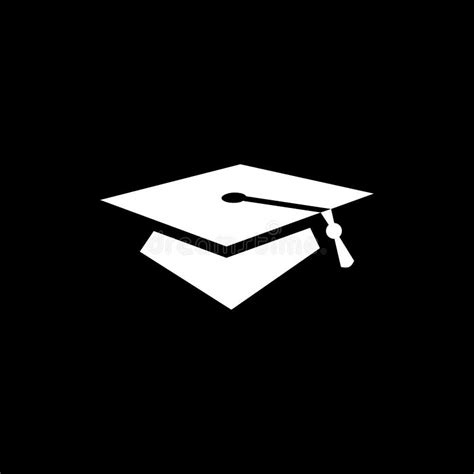 Graduation Hat Icon On Black Background Black Flat Style Vector