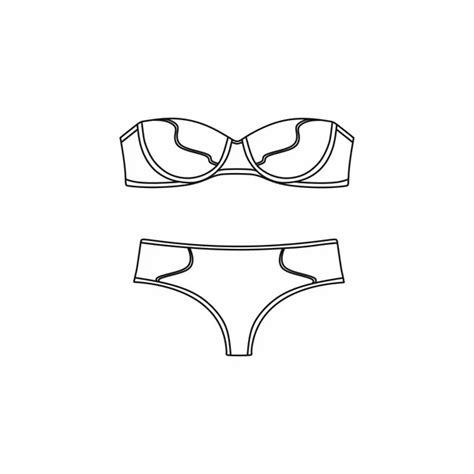 Lingerie Hand Drawn Set Vector Underwear Design Outline Illustration With Splashes On