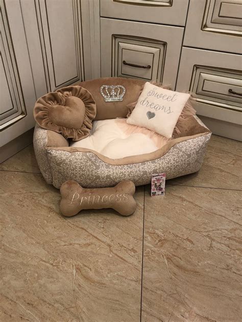 Cream And Beige Designer Dog Bed Princess Dog Bed Custom Made Etsy