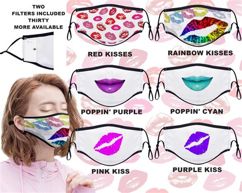 Cute Lippy Lipstick Face Masks With Two Pm25 Filters Etsy Cute