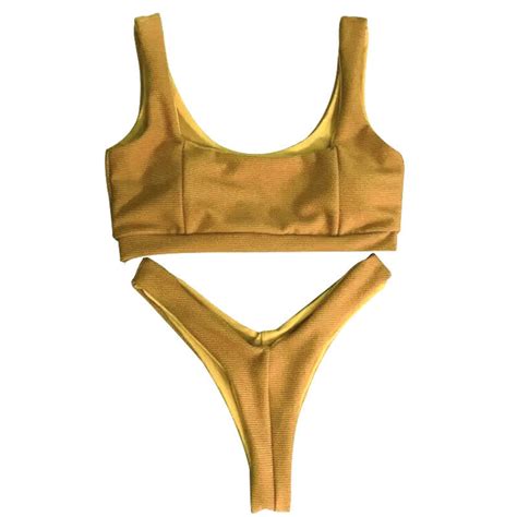 Sexy Yellow Swimwear Swimsuit Bikini Set Whaonck