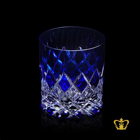Buy Cobalt Blue Luminous Crystal Whiskey Glass Adorned With Deep Intense Classy Cut Rising From
