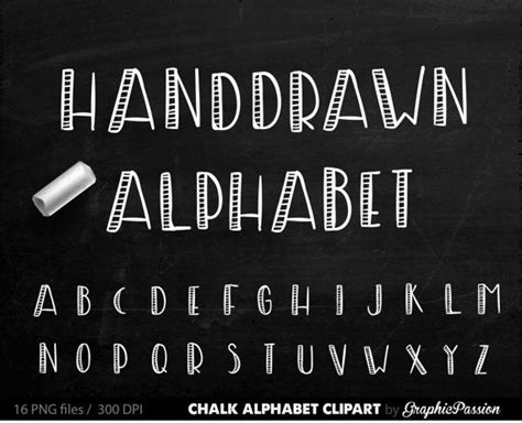 Alphabet Chalkboard Clipart Digital Chalk Alphabet Clip Art Hand Drawn