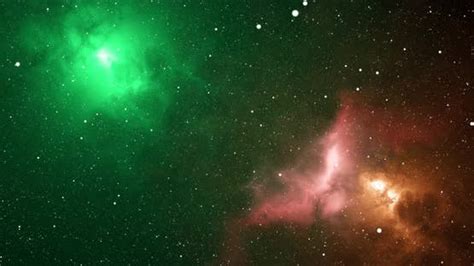 Starry Space Galaxy With Green And Orange Nebulas Stock Video Envato