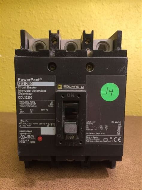 Square D Qdl32200 200 Amp 3 Pole Qd 200 Circuit Breaker Electrical 240