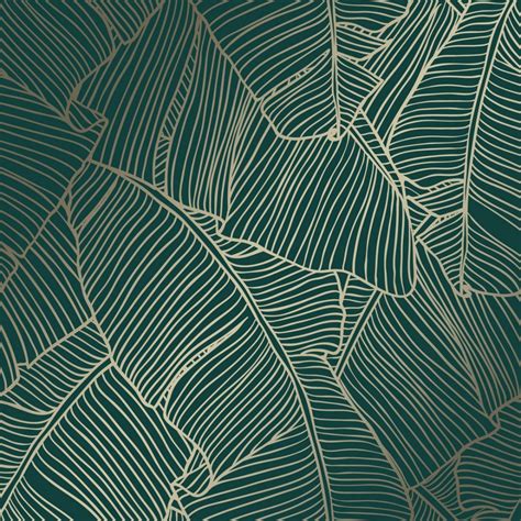 Banana Leaf Wallpaper In Emerald And Gold I Love Wallpaper