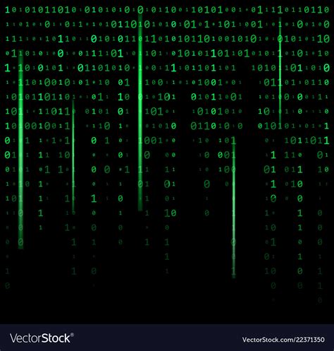 Binary Code Zero One Matrix Green Background Vector Image