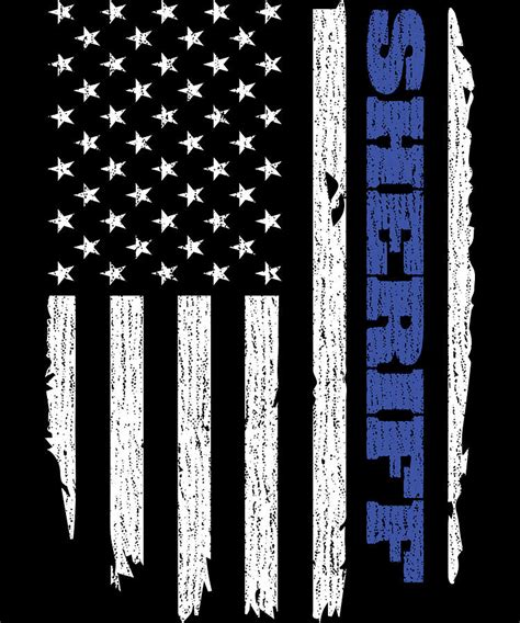 Police Sheriff Thin Blue Line American Flag Usa Digital Art By Michael