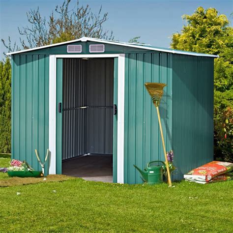 Buy The Fellie Metal Garden Shed 8x6ft Green Garden Storage Pent Shed
