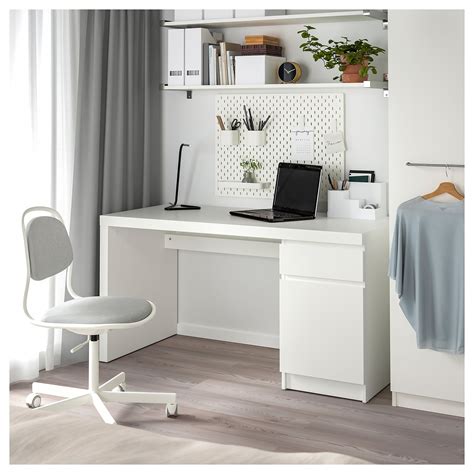 Malm Desk White 140x65 Cm Ikea