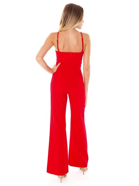 French Connection Sweeart Whisper Jumpsuit In Royal Scarlet Fashionpass