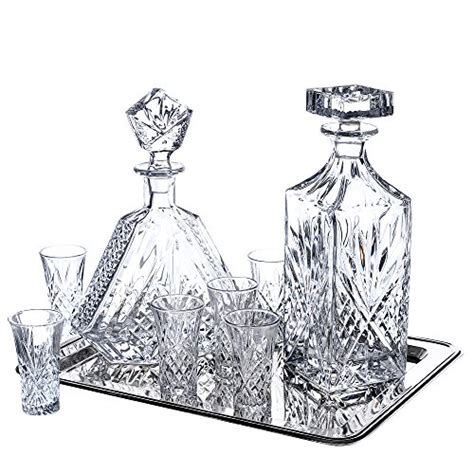 Dublin 9 Piece Crystal Whiskey Set 6 Shot Glasses 2 Decanters And 1 Tray Find Discount Fog