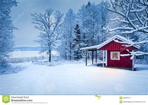 Winter Cabin Stock Photo Image 58855576