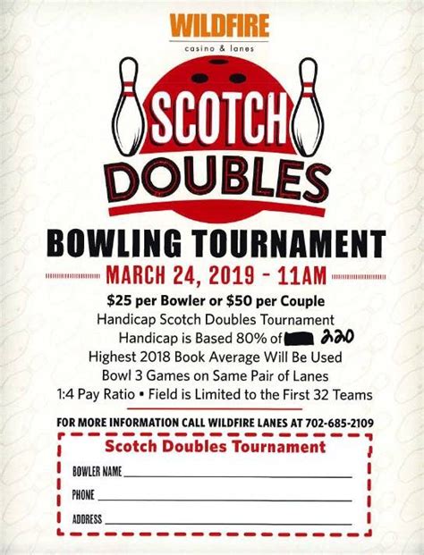 Wildfire Lanes Scotch Doubles Tournament Any Combo 【 Sunday 24 March