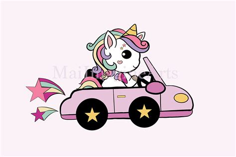 Unicorn Driving A Car Instant Download Printable Digital Etsy