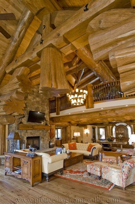 Log Cabin Style Living Room And Loft Designs Bc Canada Log Home