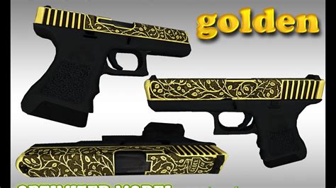 Csgo Glock 18 Golden Ironwork Hd Skin For Cs 16 Youtube