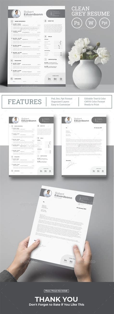 Clean Grey Resume Cv By Gergasistudio Graphicriver