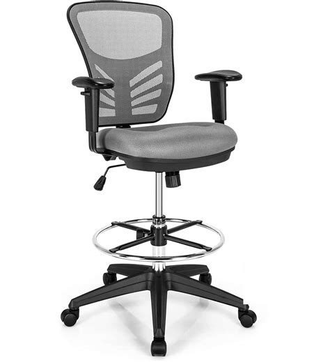Costway Drafting Chair Tall Office Chair Adjustable Height Wfootrest