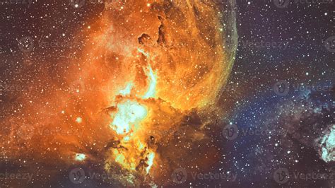 Infinite Beautiful Cosmos Golden Background With Nebula Cluster Of