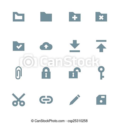 Vector Dark Gray Silhouette Various File Actions Icons Set On White
