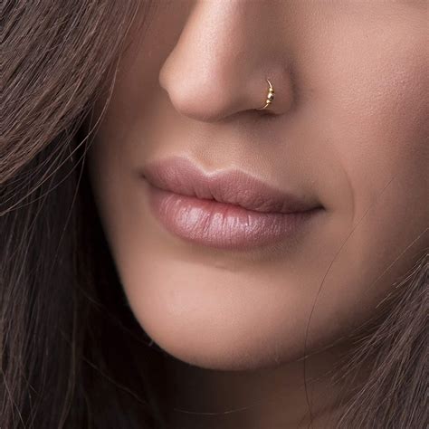 Thin Gold Nose Ring Gauge K Gold Filled Nose Piercing Hoop Etsy
